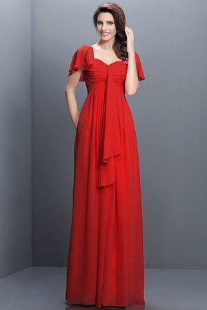 Halbe Ärmeln Herz-Ausschnitt Plissiertes Bodenlanges Brautjungfernkleid aus Chiffon - Bild 23