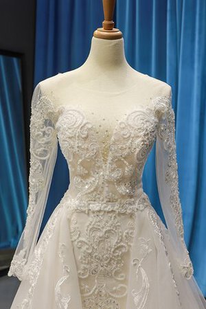 Robe de mariée avec manche longue encolure ronde élégant textile en tulle luxueux - Photo 4