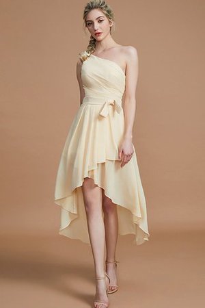 Robe demoiselle d'honneur courte avec zip manche nulle asymétrique avec chiffon - Photo 1