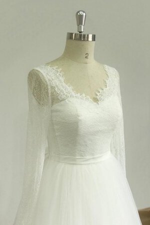 Abito da Sposa A-Line Bordo Ondulato con Fusciacca in Pizzo Spazzola Treno in pizzo - Foto 3