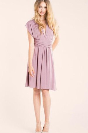 Robe demoiselle d'honneur informel avec manche courte ligne a de col en v ceinture - Photo 1