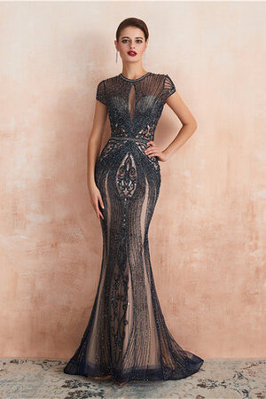 Faszinierend Dehnbarer Satin Schlichtes Ballkleid mit Sweep Zug mit Reißverschluss - Bild 1