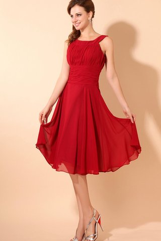 Robe demoiselle d'honneur avec sans manches fermeutre eclair ruché a-ligne au niveau de genou - Photo 2