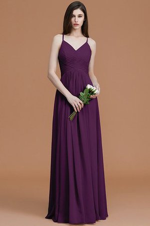 Spaghetti Träger Normale Taille Gerüschtes Ärmellos Bodenlanges Brautjungfernkleid - Bild 19