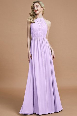 Robe demoiselle d'honneur naturel a-ligne manche nulle en chiffon de princesse - Photo 24