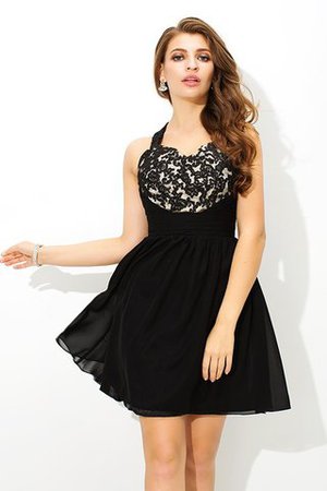 A Linie Chiffon Mini Cocktailkleid mit Reißverschluss mit Herz-Ausschnitt - Bild 5