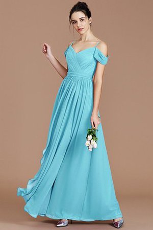 Prinzessin Chiffon Ärmelloses Schulterfreier Ausschnitt Bodenlanges Brautjungfernkleid - Bild 10