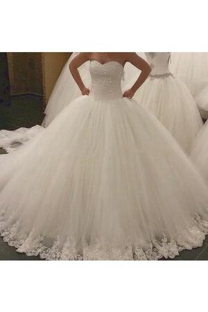 Robe de mariée grandiose naturel textile en tulle avec sans manches avec perle - Photo 1