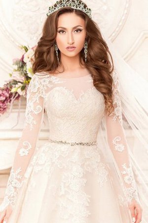 Abito da Sposa Coda A Strascico Cappella Elegante con Perline Ball Gown Romantico con Applique - Foto 3