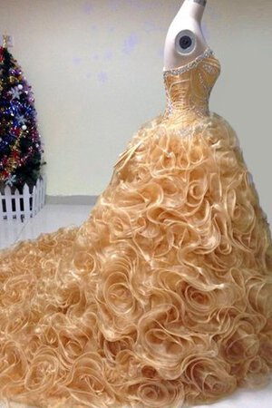 Reißverschluss Organza Satin langes Quinceanera Kleid aus Spitze mit Bordüre - Bild 3
