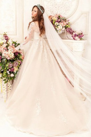 Abito da Sposa Coda A Strascico Cappella Elegante con Perline Ball Gown Romantico con Applique - Foto 2