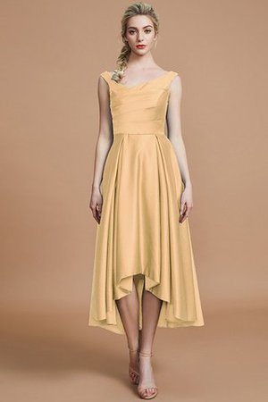 Robe demoiselle d'honneur naturel courte ligne a v encolure en satin - Photo 17