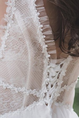 Blendend Langes Konservatives Brautkleid mit Bordüre mit Rücken Schnürung - Bild 10