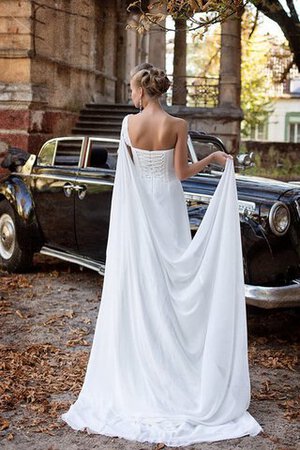 Robe de mariée jusqu'au sol avec perle cordon en chiffon de traîne courte - Photo 3