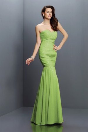 Chiffon Plissiertes Bodenlanges Brautjungfernkleid mit Herz-Ausschnitt mit Empire Taille - Bild 14