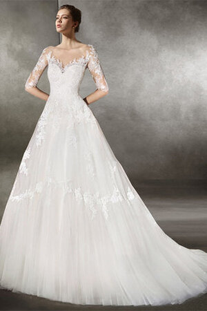 Robe de mariée adorable col en bateau longueur au ras du sol vintage moderne - Photo 3