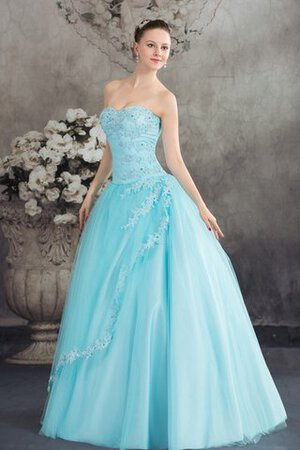 A Linie Ärmelloses Duchesse-Linie Jugendweihekleid aus Tüll mit Perlen - Bild 3