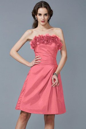 Abito da Damigella Cerniera Naturale Senza Maniche in Taffeta con Fiore - Foto 28