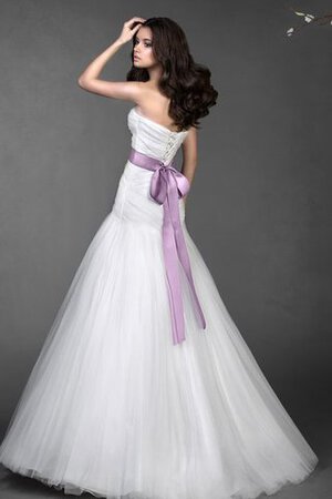 Vestido de Novia en Tul de Criss Cross de Escote Corazón de Largo de Abalorio - Foto 3