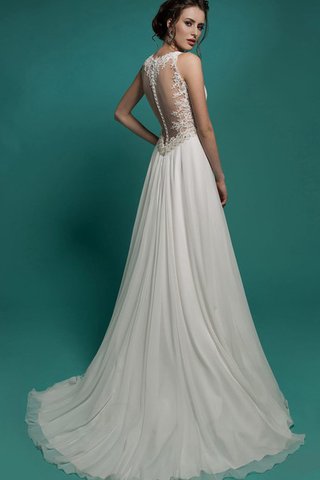 Abito da Sposa in Chiffon con Piega con Perline moda Spazzola Treno A Terra - Foto 2