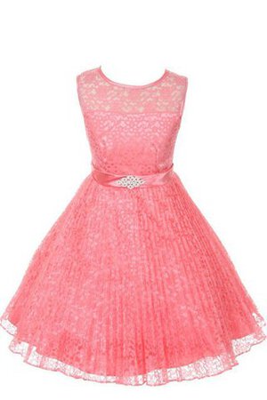 Robe de cortège enfant ligne a col ras du cou manche nulle avec décoration dentelle - Photo 4