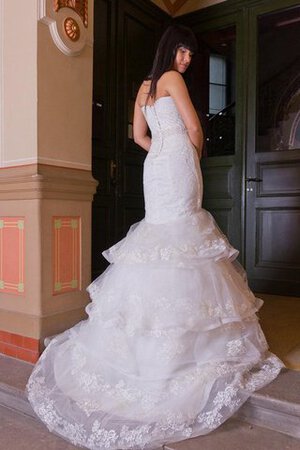 Ärmelloses natürliche Taile Reißverschluss Spitze bodenlanges Brautkleid mit Bordüre - Bild 4