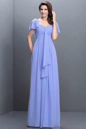 Halbe Ärmeln Herz-Ausschnitt Plissiertes Bodenlanges Brautjungfernkleid aus Chiffon - Bild 17