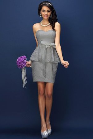 Robe demoiselle d'honneur naturel courte collant en satin orné de nœud à boucle - Photo 27