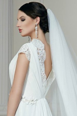 Robe de mariée facile de lotus avec chiffon a-ligne avec manche épeules enveloppants - Photo 4