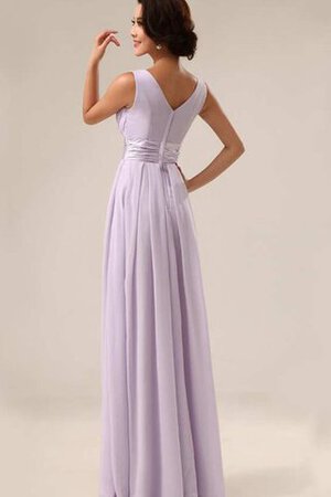 Robe demoiselle d'honneur plissé fermeutre eclair en chiffon v encolure a-ligne - Photo 2
