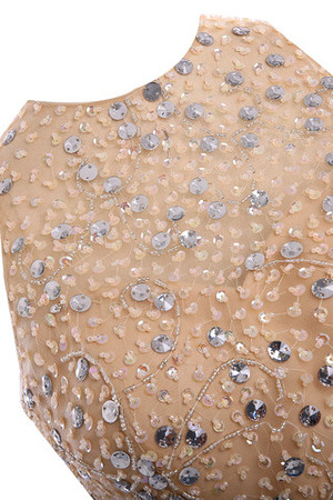 Robe de soirée vintage avec perles de traîne moyenne avec bouton soie manuelle - Photo 3