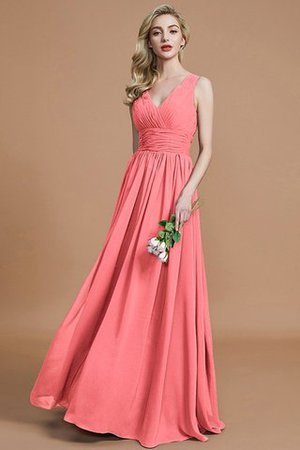 Abito da Damigella A-Line Principessa A Terra Senza Maniche in Chiffon - Foto 33
