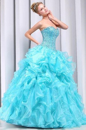 Duchesse-Linie Herz-Ausschnitt Tüll Ärmelloses trägerlos bodenlanges Jugendweihekleid - Bild 6