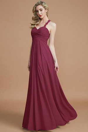 Robe demoiselle d'honneur avec zip jusqu'au sol manche nulle avec chiffon ruché - Photo 13