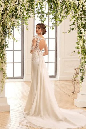 Robe de mariée long avec manche longue ceinture en étoffe avec nœud à boucles avec ruban - Photo 2