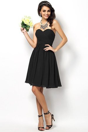 Plissiertes A Linie Reißverschluss Ärmelloses Mini Brautjungfernkleid - Bild 2