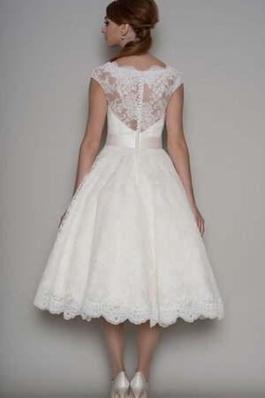 Robe de mariée distinguee classique nature a-ligne avec manche courte - Photo 2