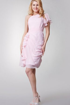 Abito da Damigella al ginocchio monospalla Semplice in Chiffon con Increspature con Festone - Foto 1