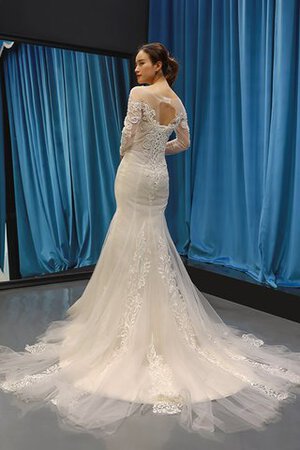 Robe de mariée avec manche longue encolure ronde élégant textile en tulle luxueux - Photo 7