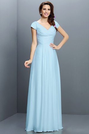 Robe demoiselle d'honneur plissé avec zip en chiffon de princesse a-ligne - Photo 18