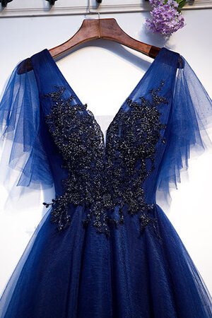 Charmant Satin Vintage Cocktailkleid aus Tüll mit Kurzen Ärmeln - Bild 3