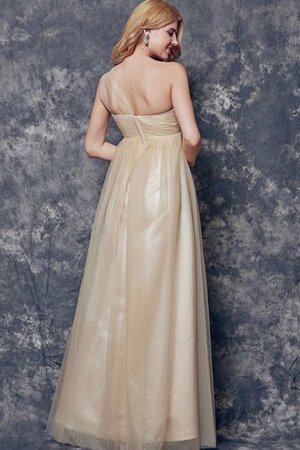 Plissiertes Vintage Ein Schulter Ärmelloses Tüll bodenlanges Brautjungfernkleid - Bild 2
