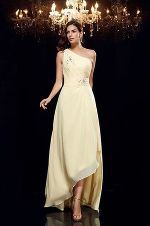 Chiffon Ärmelloses Prinzessin Vorn Kurz Hinten Lang Ballkleid mit Perlen - Bild 3