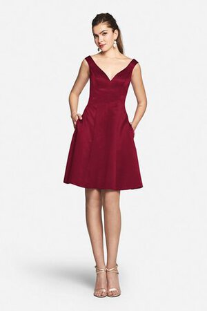 A linie V-Ausschnitt mini Brautjungfernkleid ohne Ärmeln mit Tasche - Bild 19