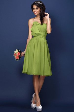 Drapiertes Natürliche Taile Plissiertes Brautjungfernkleid aus Chiffon ohne Ärmeln - Bild 14
