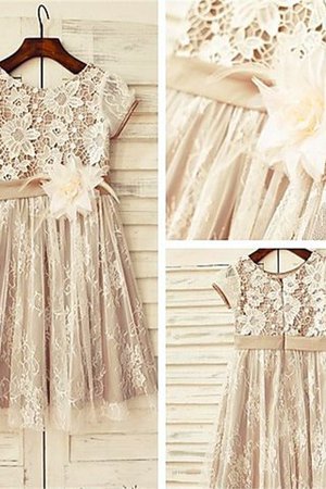 Normale Taille Prinzessin Reißverschluss Wadenlanges Blumenmädchenkleid mit Blume - Bild 5