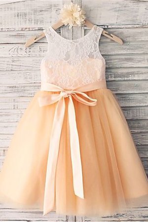 Ärmelloses Reißverschluss Blumenmädchenkleid mit Schleife mit Gürtel - Bild 1