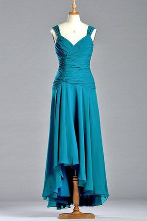 A-Linie Reißverschluss Bateau plissiertes knielanges Brautjungfernkleid aus Chiffon - Bild 1