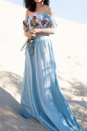 Ärmelloses gerüschtes Sweep Zug A-Line einfaches romantisches Brautjungfernkleid - Bild 2