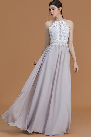 Abito da Damigella A Terra A-Line in Pizzo in Chiffon Naturale - Foto 1